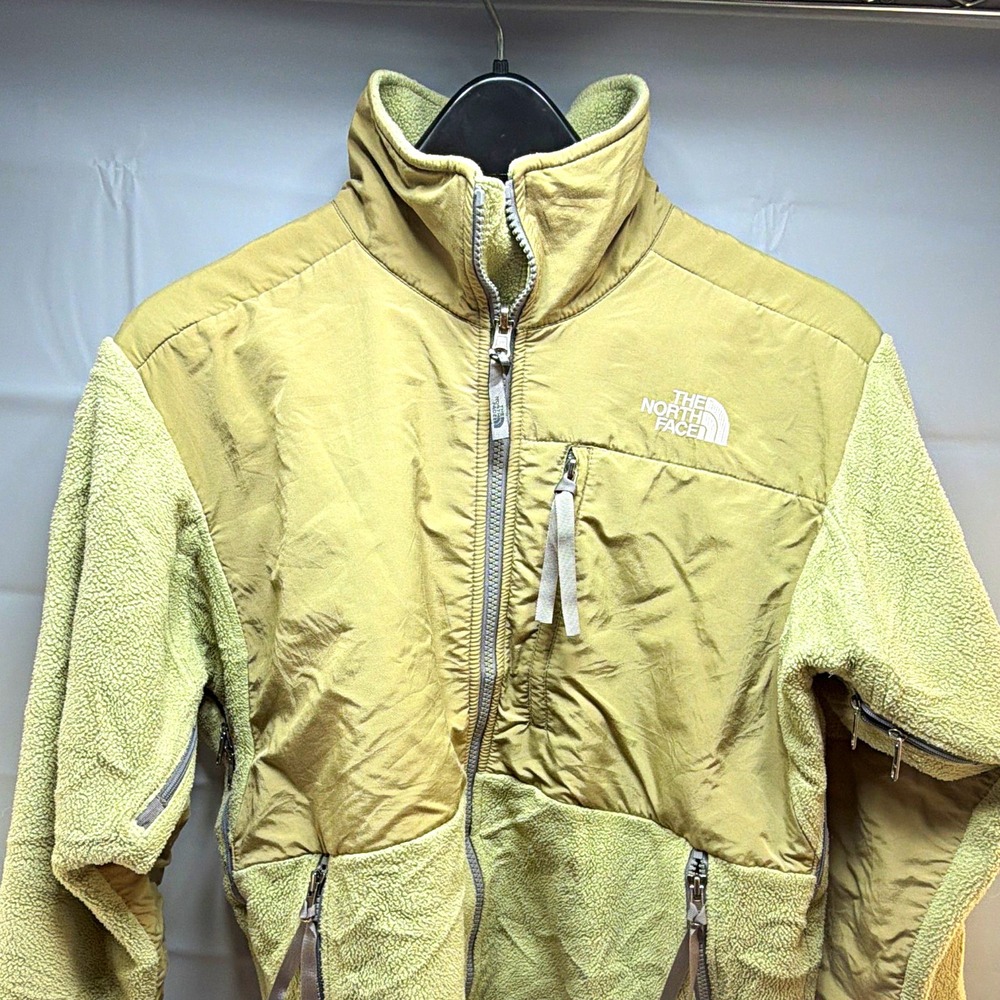 The North Face Denali Fleece Jacket Women's Medium M Green Sage Khaki Flaw